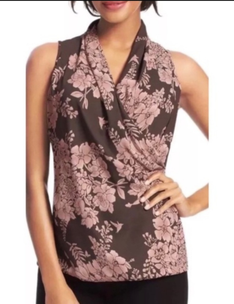 Cabi Floral Faux Wrap Blouse #594